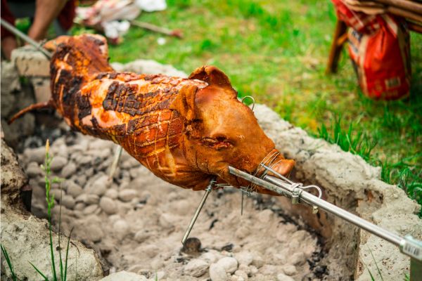 cochon de lait à la broche